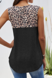 Casual Leopard Hollowed Out Patchwork O Neck Tops
