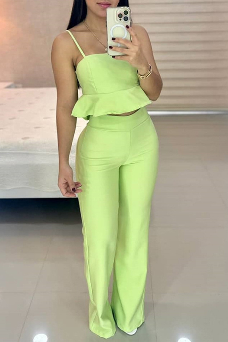 Sweet Elegant Solid Fold With Bow U Neck Sleeveless Two Pieces