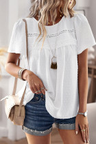 Casual Simplicity Solid O Neck Tops