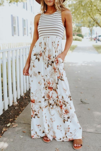Casual Vacation Striped Print Patchwork Vest Dress Dresses