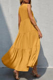 Casual Simplicity Solid Solid Color V Neck Cake Skirt Dresses