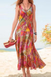 Bohemian Vacation Print Patchwork O Neck Beach Dress Dresses