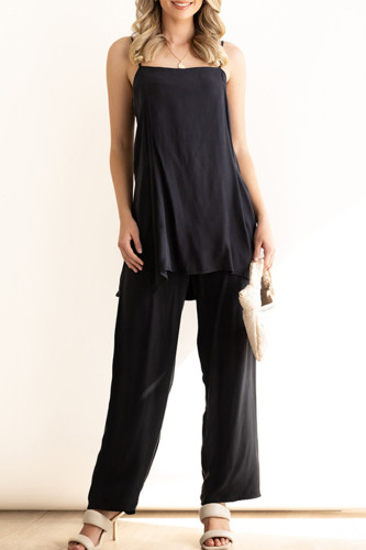Casual Solid Solid Color Square Collar Sleeveless Two Pieces