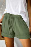Street Solid Draw String Straight High Waist Straight Solid Color Bottoms