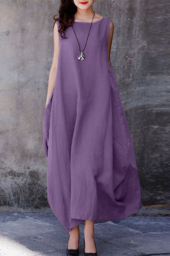 Plus Size Casual Simplicity Solid Solid Color O Neck Vest Dress Dresses