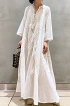 Casual Elegant Solid Embroidered Frenulum V Neck A Line Dresses