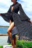 Sexy Vacation Polka Dot Patchwork Swimwears Cover Up