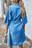 Fashion Casual Solid Patchwork Turndown Collar Princess Dresses