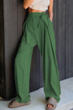 Casual Solid Frenulum Loose High Waist Straight Solid Color Bottoms