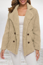Casual Solid Buttons Turn-back Collar Outerwear