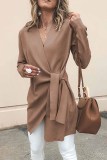Casual Solid Patchwork V Neck Outerwear(4 Colors)