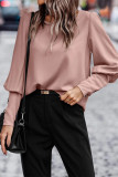 Elegant Solid Buttons O Neck Tops