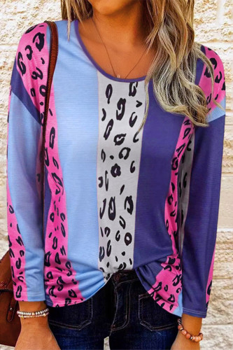 Casual Striped Contrast O Neck Plus Size Tops