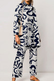 Casual Geometric Printing Turndown Collar Long Sleeve Two Pieces(8 Colors)