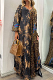 College Leopard Printing V Neck Printed Dress Dresses