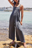 Fashion Casual Solid Without Belt Spaghetti Strap Loose Jumpsuits