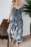 Street Tie Dye Without Belt Spaghetti Strap Loose Jumpsuits