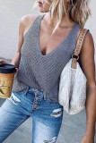 Fashion Casual Solid V Neck Tops