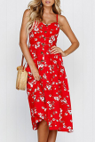 Casual Solid Floral Pocket Buckle Spaghetti Strap A Line Dresses