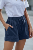 Street Solid Draw String Straight High Waist Straight Solid Color Bottoms