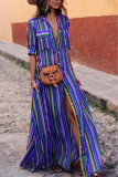 Fashion Sweet Striped Turndown Collar Shirt Dress Dresses