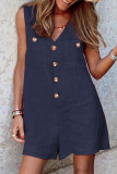 Fashion Casual Solid Patchwork V Neck Loose Rompers