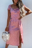 Fashion Casual Print Slit Square Collar Pencil Skirt Dresses
