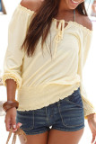 Fashion Casual Solid Patchwork Off the Shoulder Tops