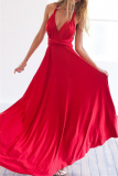 Fashion Elegant Solid Patchwork Backless Strap Design Evening Dress Dresses