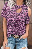 Fashion Street Leopard Split Joint O Neck T-Shirts