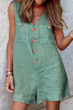 Fashion Casual Solid Patchwork V Neck Loose Rompers