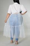 Casual Solid Patchwork Buckle Turndown Collar Plus Size Dresses