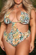 Fashion Sexy Print Bandage Backless Halter Plus Size Swimwear Set