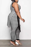 Sexy Print Split Joint O Neck Sleeveless Two Pieces