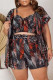 Fashion Casual Print Basic Plus Size Three-piece Set