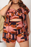 Fashion Casual Print Basic Plus Size Three-piece Set