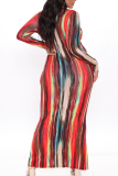 Fashion Sexy Casual Print Tie-dye Strapless Dress Plus Size Dresses