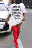 Fashion Casual Plus Size Letter Print Basic O Neck Short Sleeve Dress
