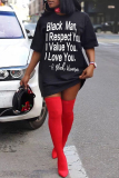 Fashion Casual Plus Size Letter Print Basic O Neck Short Sleeve Dress