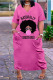 Fashion Casual Plus Size Print Basic V Neck Short Sleeve Dress
