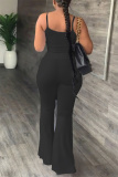 Sexy Casual Solid Backless Spaghetti Strap Sleeveless Two Pieces