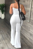 Sexy Casual Solid Backless Spaghetti Strap Sleeveless Two Pieces