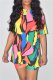 Fashion Casual Print Basic O Neck Short Sleeve Two Pieces