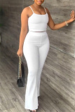Sexy Casual Solid Backless Spaghetti Strap Sleeveless Two Pieces