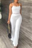 Casual Solid Patchwork Spaghetti Strap Sleeveless Two Pieces