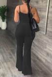 Casual Solid Patchwork Spaghetti Strap Sleeveless Two Pieces