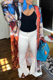 Fashion Casual Print Patchwork Outerwear(Without Belt)