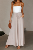 Casual Solid Patchwork Loose High Waist Wide Leg Solid Color Bottoms