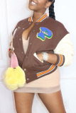 Casual Street Print Patchwork Buckle Outerwear