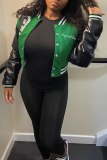 Casual Solid Patchwork Cardigan Collar Outerwear